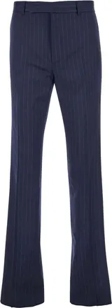 Givenchy Broeken, Heren, Blauw, L, Wol, Broek met wijde pijpen en hoge taille