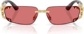Versace 59mm Rectangular Sunglasses in Gold /Red Hiper 8 at Nordstrom