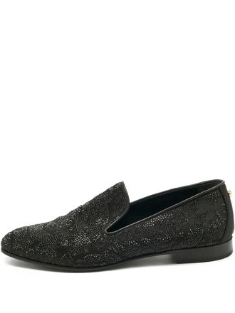 Versace crystal-embellished loafers - Black