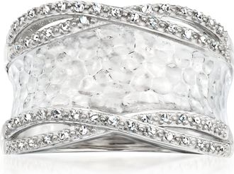 Ross-Simons Diamond Hammered Ring in Sterling Silver