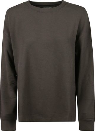 Majestic Filatures Boxy Brown Long-Sleeved Sweatshirt with Side Slits