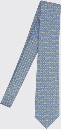 Ferragamo Cravatta in pura seta con motivo Gancini monogram all-over