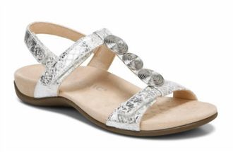 Vionic Womens Farra Snake Sandals In White Metallic