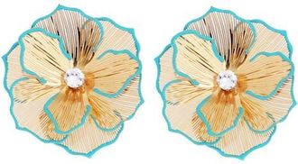 Panacea Cubic Zirconia Flower Earrings in Turquoise at Nordstrom