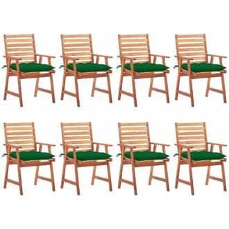 vidaXL Vidaxl - Sillas Comedor De Jard&iacute;n Y Cojines 8 Uds Madera Maciza Acacia