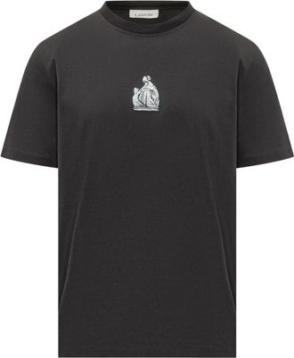 Lanvin Geborduurde katoenen T-shirt - Heren - T-shirts - Zwart - M - Katoen - Tops