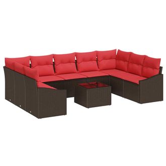 vidaXL Set Di Divani 10 Pz Marrone Polyrattan Vidaxl