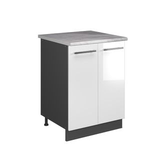 Vicco Mueble Bajo Para Fregadero Fame-line, Blanco Alto Brillo/antracita, 60 Cm, Vicco