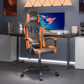 vidaXL Silla Gaming Cuero Sint&eacute;tico Negro Y Naranja Vidaxl
