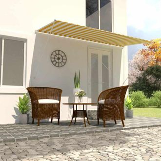 vidaXL Toldo Retr&aacute;ctil 400x150 Cm Amarillo Y Blanco Vidaxl