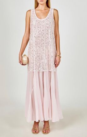 endless rose Sequin Chiffon Maxi Dress in Light Pink at Nordstrom, Size X-Small