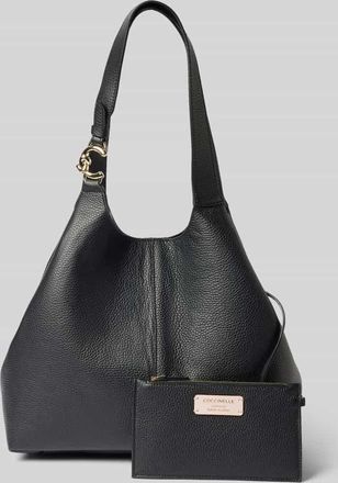 Coccinelle Handtasche aus Leder mit Label-Applikation in Black, Gr&ouml;&szlig;e 1