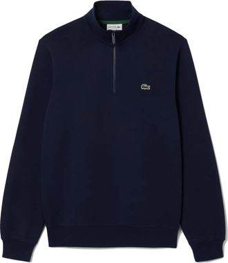 Lacoste Zip Up Fleece Sweatshirt met Hoge Kraag - Heren - Vesten met rits - Blauw - S - Katoen - Hoodies & sweatvesten