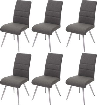 Hhg Nunca Usado] Juego De 6 Sillas De Comedor Hhg 708, Silla De Cocina, Tela/textil Acero Inoxidable Cepillado, Gris-marr&oacute;n
