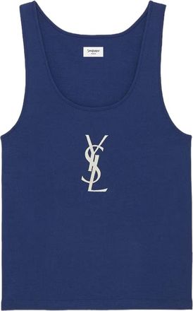 Saint Laurent Canotta in cotone con logo Saint Laurent