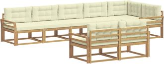 vidaXL Conjunto De Sof&aacute;s De Exterior 6 Uds. Blanco Y Crema Poli&eacute;ster Vidaxl