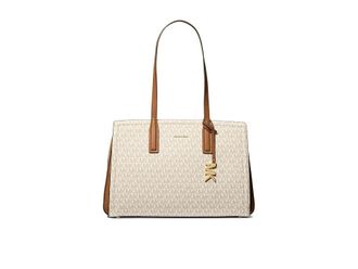 Michael Kors Laila Medium Tote Tote Handbags Vanilla/Acorn, Leather
