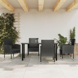 vidaXL Vidaxl - Juego De Comedor De Jard&iacute;n 5 Pzas Rat&aacute;n Sint&eacute;tico Y Acero Negro