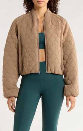 Lord & Taylor Dreamweave Quilted Zip-Up Jacket in Caribou at Nordstrom, Size X-Small