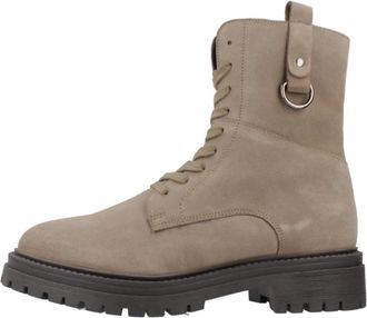 Geox Stijlvolle Veterschoenen met Iridea-detail - Dames - Veterlaarzen - Beige - 39 EU - Schoenen