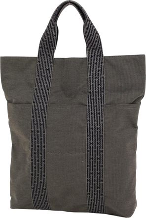 Herm&egrave;s Gray Nylon Canvas Handbag Tote Bag (Pre-Owned)
