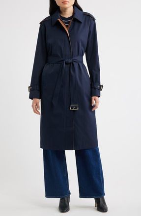Michael Kors Belted Trench Coat in Midnight at Nordstrom, Size X-Small