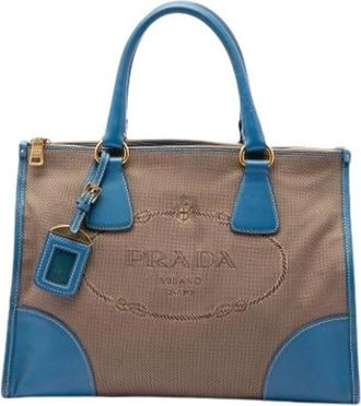 Prada Pre-owned Canvas Satchel - Dames - Vintage Shopper - Blauw - ONE Size - Leer - Vintage