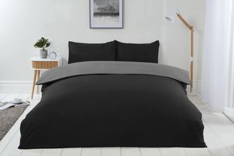 TJ Hughes Lyla Reversible Duvet Set in Black/Grey - TJ Hughes Black