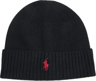 Polo Ralph Lauren Berretto in lana con pony - - Accessories - Uomo - Nero - ONE SIZE