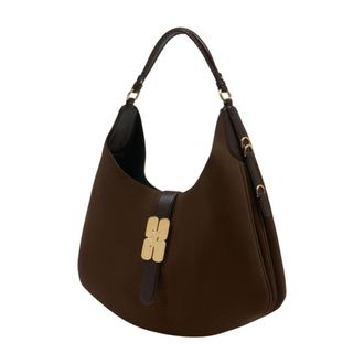 Ganni Womens Kat Shoulder Bag Brown Calfskin