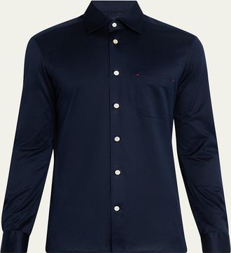 Kiton Mens Nerano Cotton Jersey Button-Down Shirt