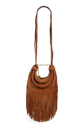 Farm Rio Fringe Leather Hobo Bag in Cuoio at Nordstrom