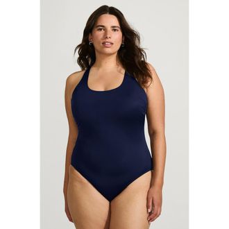 Lands End Plus Size Tugless X-Back One Piece Swimsuit in Deep Sea Navy at Nordstrom, Size 22W