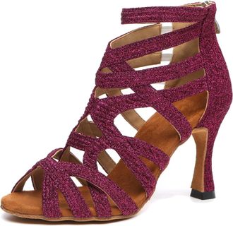 Minitoo Womens Sexy Ankle Boots Dance Shoes Strappy Fashion Party Prom Sandals L521 Mulberry 9cm Heel UK 5.5