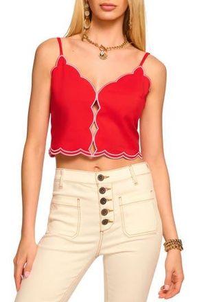 Ramy Brook Tilda Scallop Cotton Blend Crop Camisole in Flame at Nordstrom Rack, Size 10