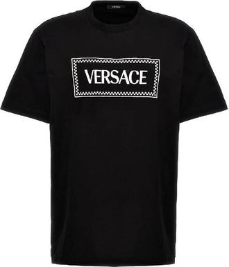 Versace 90s Logo Embroidered Cotton T Shirt, Size X-Small