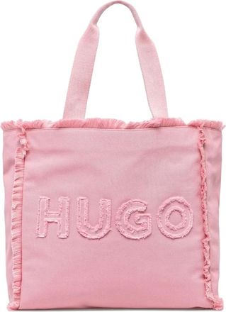 HUGO BOSS Borsa tote Lou con logo ricamato - Rosa