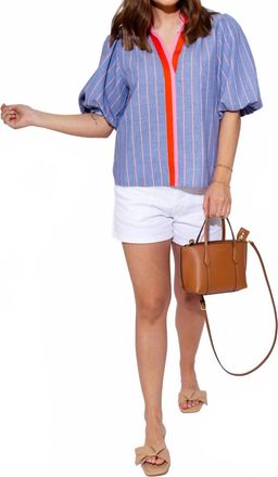 THML Clothing Bubble Sleeve Top In Color Pop