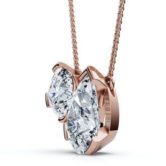 Pompeii3 2Ct Cushion and Pear Toi et Moi Diamond Pendant 14k Gold or Pt Lab Grown