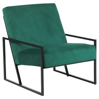 Beliani Beliani - Sill&oacute;n Moderno Glamour Decorativo Estructura De Metal Negro Tapicer&iacute;a De Terciopelo Verde Delary