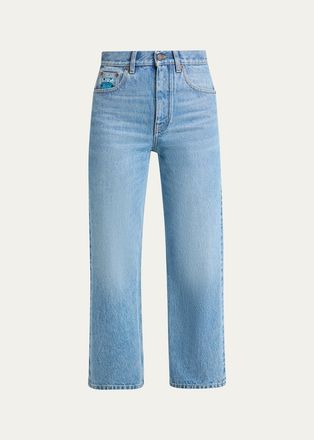 Chlo&eacute; Embroidered-Logo Straight Jeans