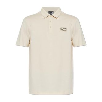 Emporio Armani Polo shirt met logopatch - Heren - Polos - Beige - M - Katoen - Tops