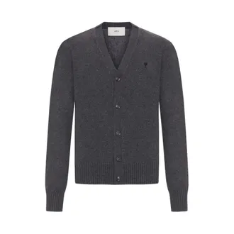 Ami Cashmere Knitwear, male, Black, XL, De Coeur Cardigan