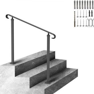 OEM Treppengel&auml;nder 120x13,5x97 Cm Handlauf Gel&auml;nder F&uuml;r 2 Oder 3 Stufige Treppen Eingangsgel&auml;nder Formsch&ouml;n H&ouml;he(bis Zu 45 Cm) & Winkel(0-52,8&deg;) Einstell