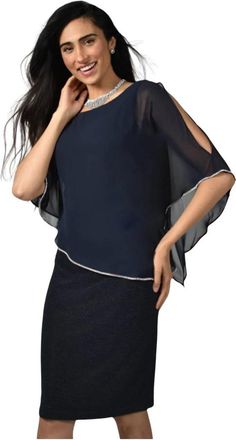 Frank Lyman Design Navy Jurk - Elegante Stijl - Dames - Blouses - Blauw - M - Overhemden