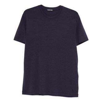 Tom Ford T-Shirts, male, Blue, Size: M Crewneck T-shirt