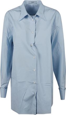 Prada Poplin Shirt - Dames - Overhemden - Blauw - S - Katoen - Overhemden