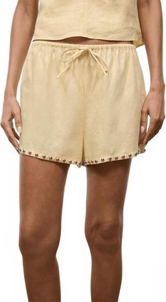 Staud Paddle Linen Shorts In Butter Studs