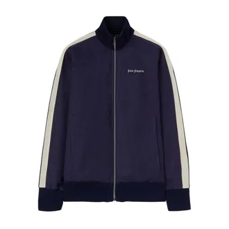 Palm Angels Zip-throughs, male, Blue, Size: M Linen Track Jacket