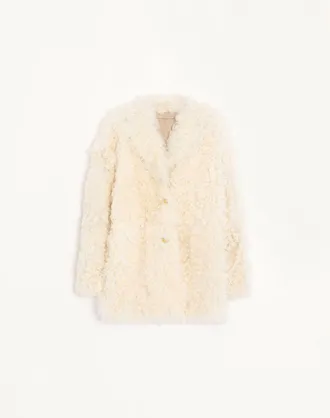 Valentino Shearling Peacoat Woman IVORY 48